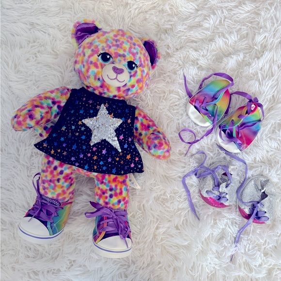 Neon spotted leopard Build-A-Bear with accessories - Picture 1 of 8